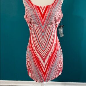 Sangria Dress Size 8 Sleeveless Short Bodycon Mini Party Striped Colorful